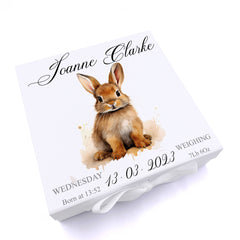 Personalised Baby Keepsake Box Memories Gift With Woodland Rabbit