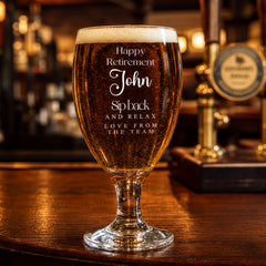 Personalised Retirement Gift Craft Beer Cider Ale Glass For Him 1 Pint Personalised Birthday Gift ukgiftstoreonline