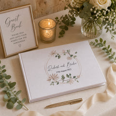 Personalised Wedding Guest Book, Large A4 Linen Cover, Floral Design Guest Book ukgiftstoreonline