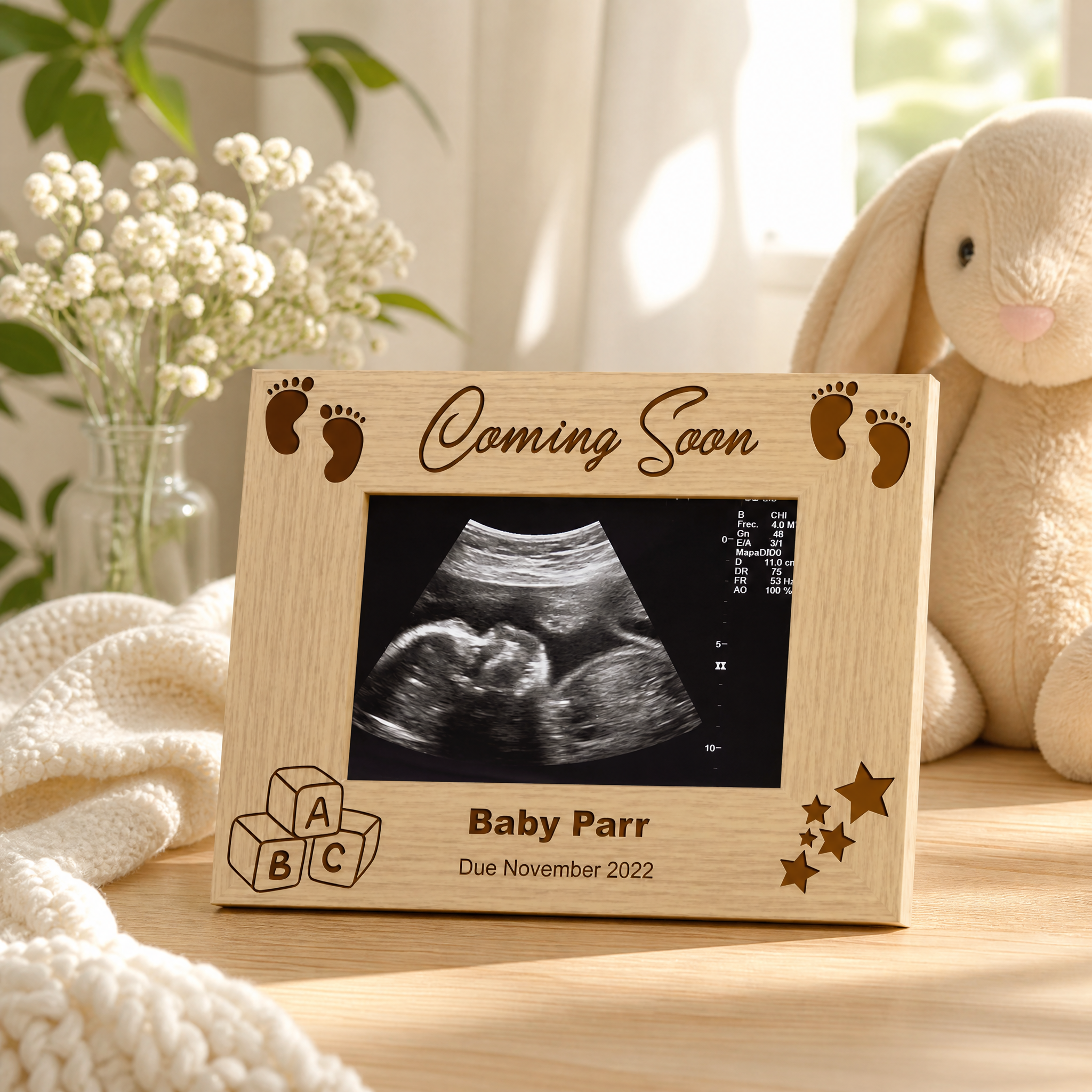 Personalised Pregnancy Announcement Wooden Baby Scan Photo Frame Gift Baby Photo Frame ukgiftstoreonline