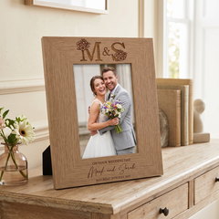 Personalised Wedding Day Photo Frame Gift With Monogram Portrait wedding photo frame ukgiftstoreonline