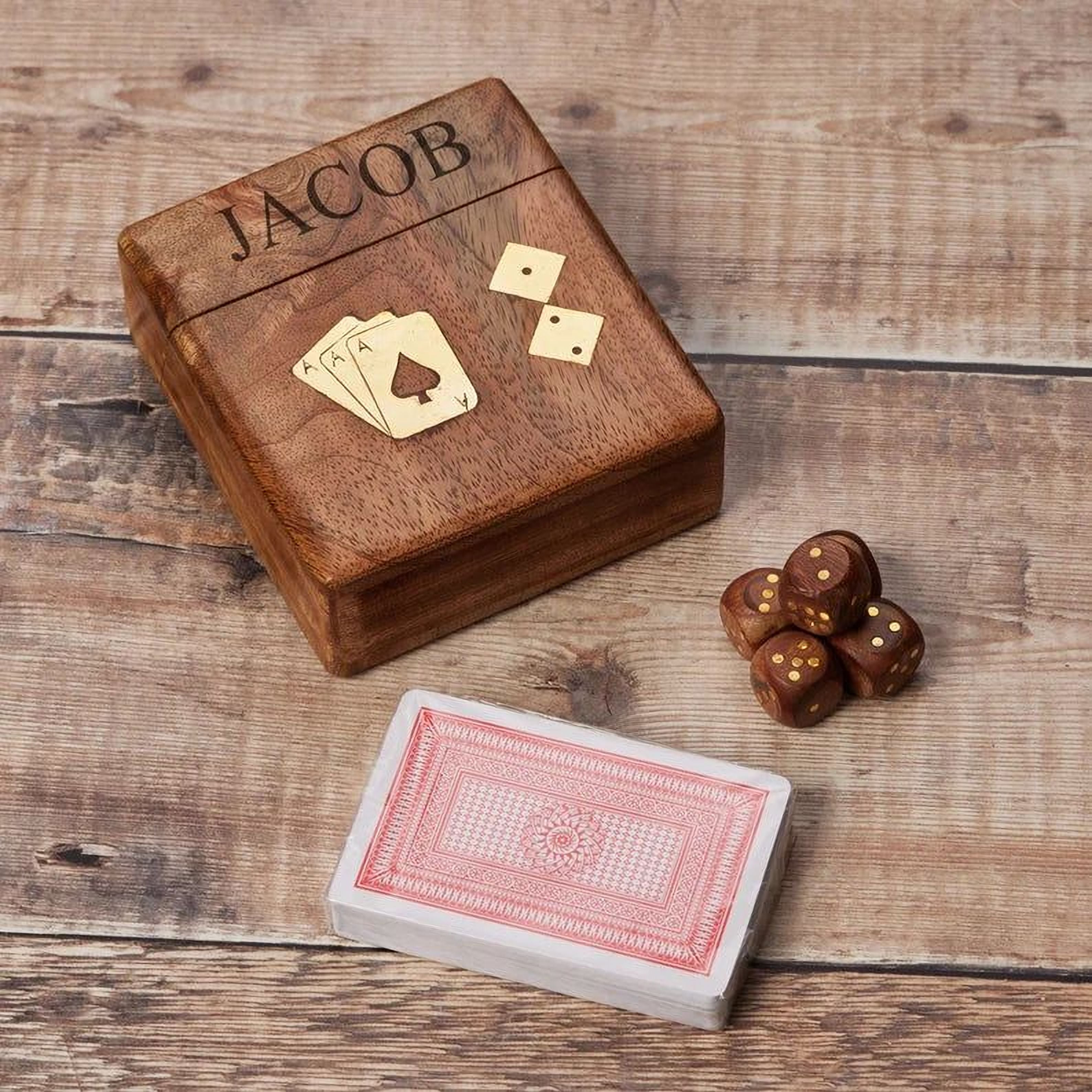 Personalised Luxury Playing Card And Dice Box men's personalised gift Playing Card Box ukgiftstoreonline