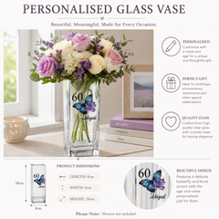 Personalised 60th Birthday Flower Vase Gift Present With Butterfly Personalised Flower Vase ukgiftstoreonline