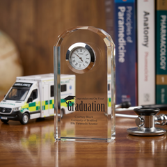 Personalised Graduation Crystal Glass Clock Gift Memory Keepsake Personalised Crystal Glass ukgiftstoreonline