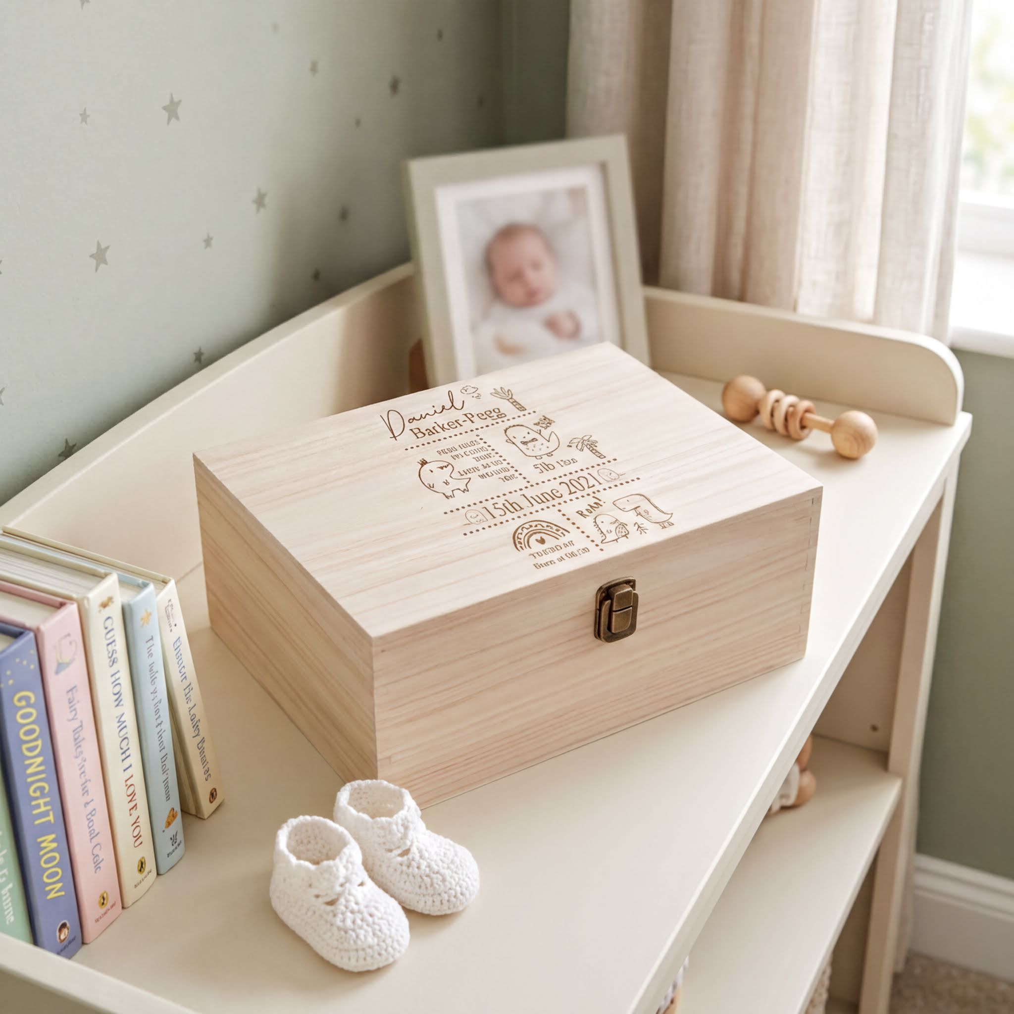 Personalised Baby Memories Keepsake Box Dinosaur Design Personalised baby gifts ukgiftstoreonline