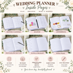 Personalised Wedding Planner Organiser Book Engagement Gift With Watercolour Heart Wedding Planner ukgiftstoreonline
