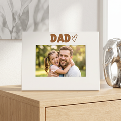 White Engraved Dad Heart Photo Frame Gift Landscape Family Photo frame ukgiftstoreonline