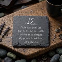 Personalised Dad Sentiment Gift Slate Stone Drink Coaster Personalised Slates ukgiftstoreonline