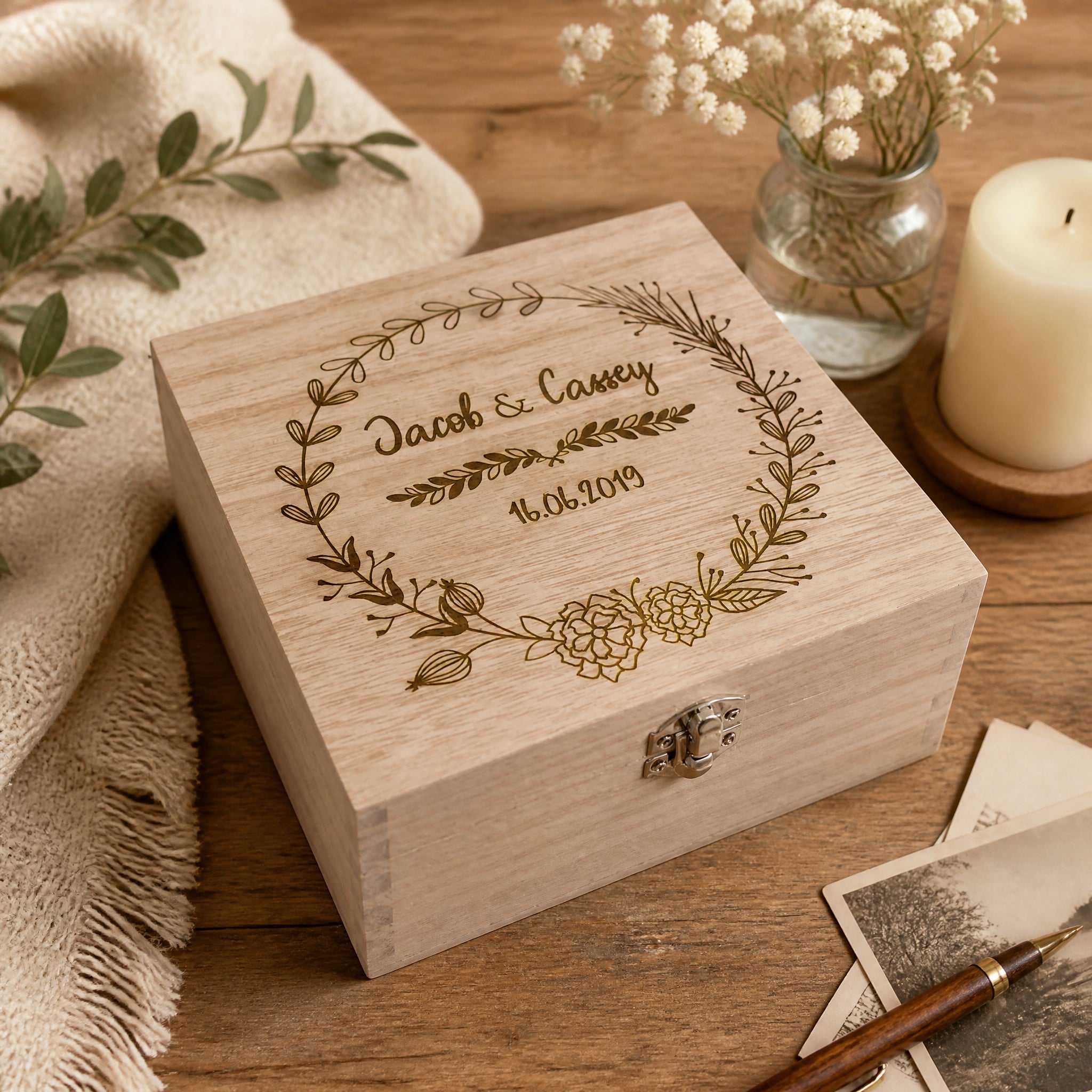 ukgiftstoreonline Personalised Wooden Keepsake Box Wedding Memory Engraved Gifts Any Name Keepsake Memory Box ukgiftstoreonline