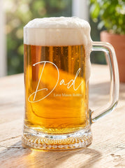Personalised Dad Beer Glass Tankard Engraved Pint Custom Name Father’s Day Gift personalised beer glass tankard ukgiftstoreonline