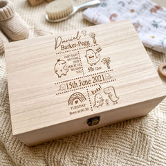 Personalised Baby Memories Keepsake Box Dinosaur Design Personalised baby gifts ukgiftstoreonline