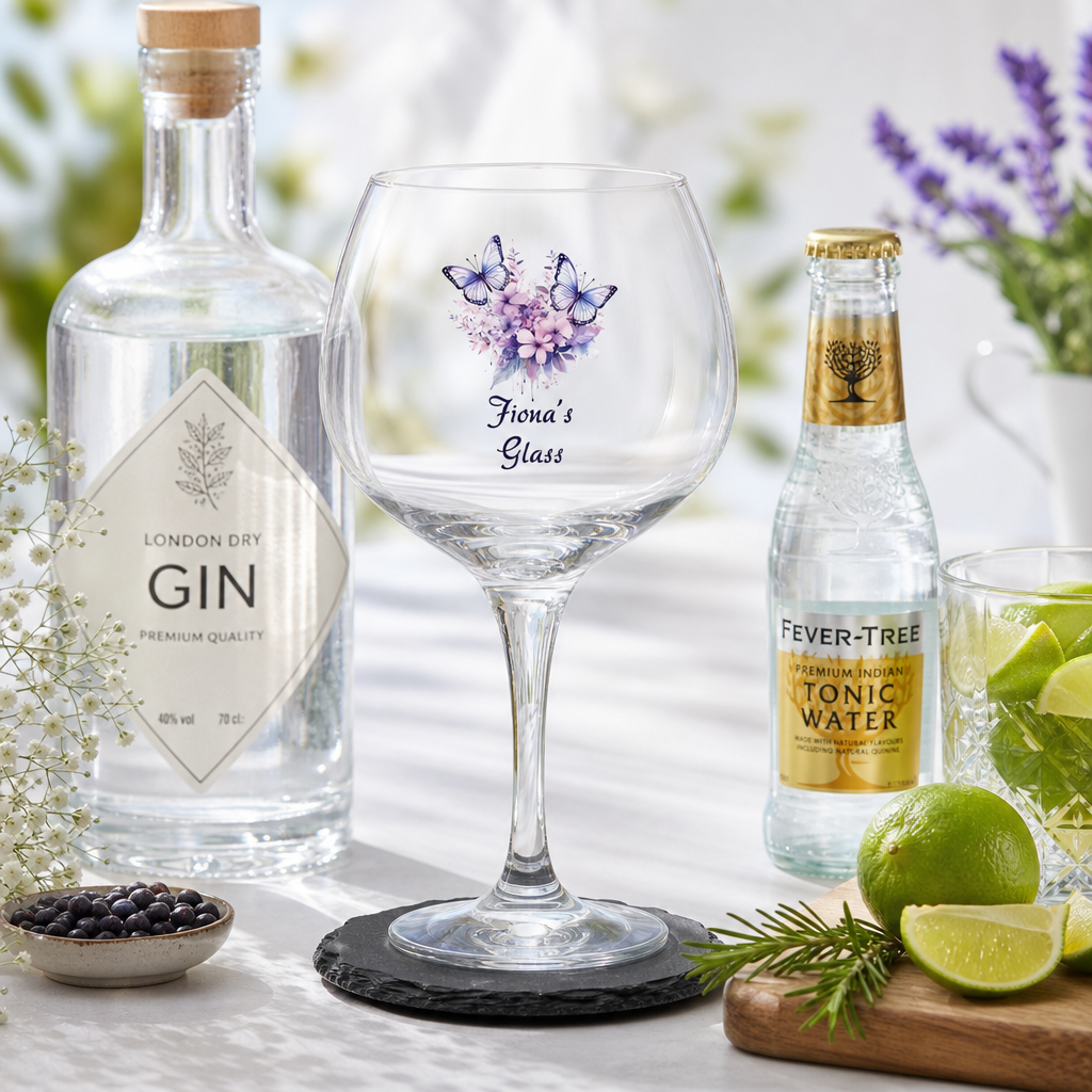 Personalised Purple Butterfly Cocktail Gin Glass Gift For Her Personalised Gin Glasses ukgiftstoreonline