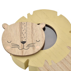 Personalised Wooden Lion Money Box for Children - Custom Engraved name Gift
