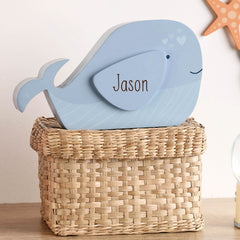 Personalised Wooden Whale Money Box for Children - Custom Engraved name Gift