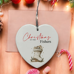 Large Ceramic Christmas Heart Gift Personalised With Stocking