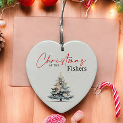 Large Ceramic Christmas Heart Gift Personalised With Tree