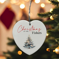 Large Ceramic Christmas Heart Gift Personalised With Tree