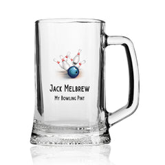 Personalised Bowling Themed Beer Mug Tankard Gift Birthday Or Events