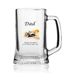 Personalised Vintage Car Dad Beer Glass Tankard Gift Any Occasion