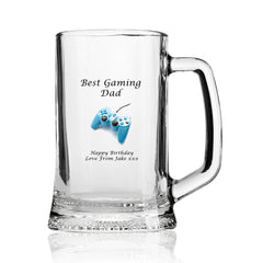 Personalised Gaming Dad Beer Glass Tankard Gift Any Occasion