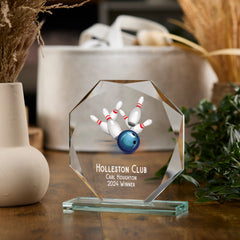Large Jade Glass Personalised 15cm Colour Bowling Trophy Award