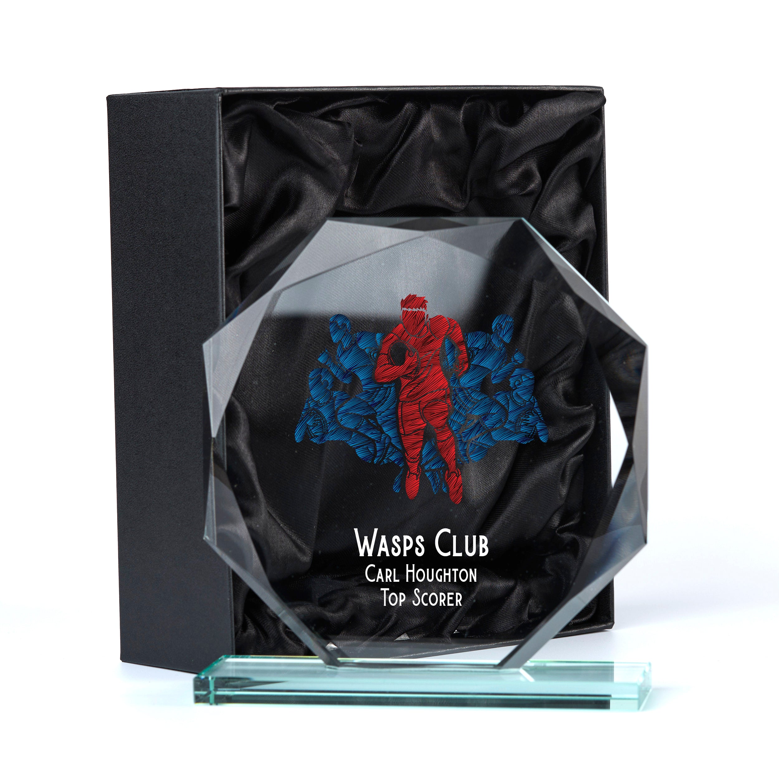 Large Jade Glass Personalised 15cm Colour Rugby Trophy Award