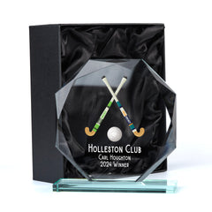 Large Jade Glass Personalised 15cm Colour Field Hockey Trophy Award