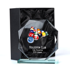 Large Jade Glass Personalised 15cm Colour Snooker Trophy Award
