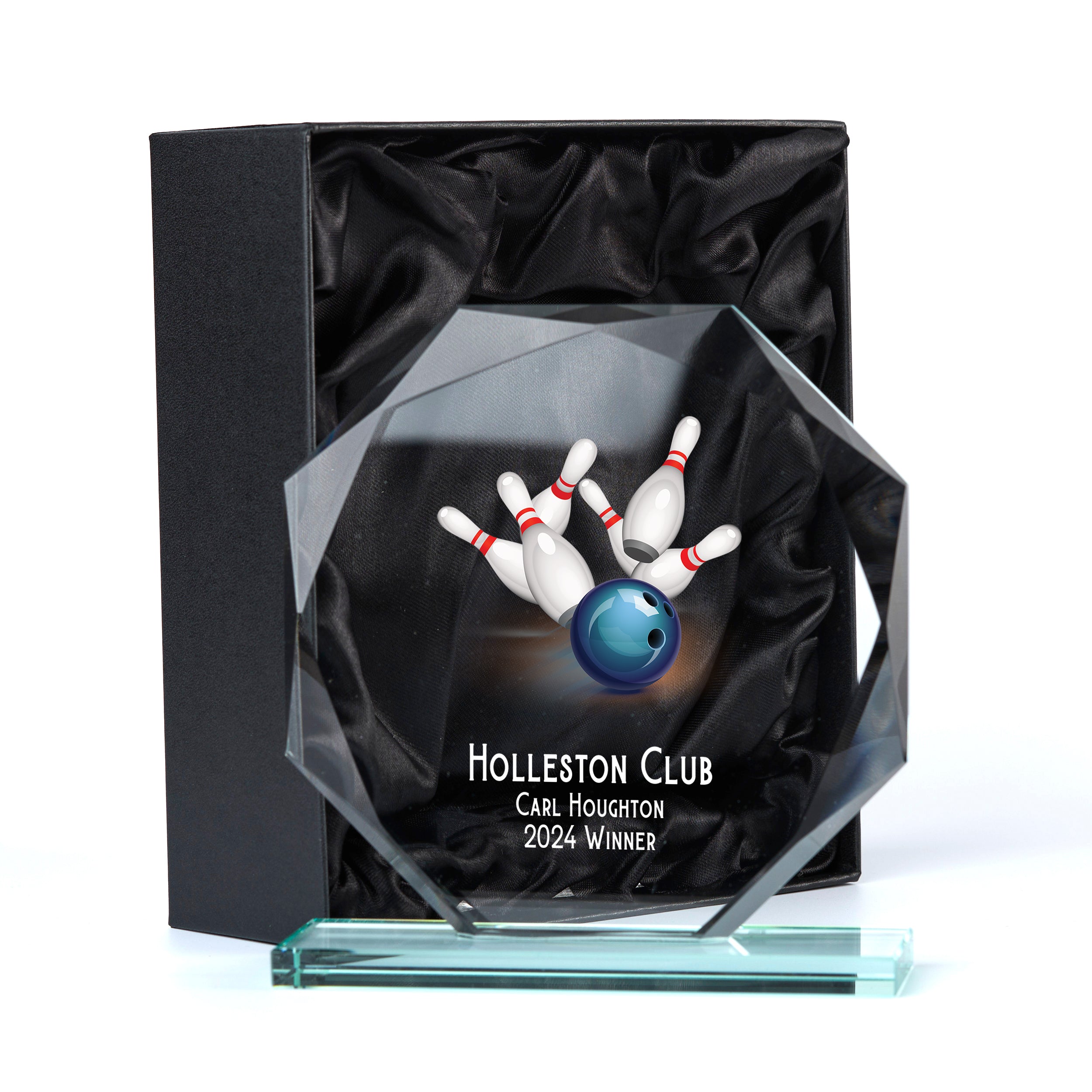 Large Jade Glass Personalised 15cm Colour Bowling Trophy Award