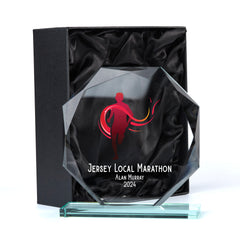 Large Jade Glass Personalised 15cm Colour Male Runner Trophy Award