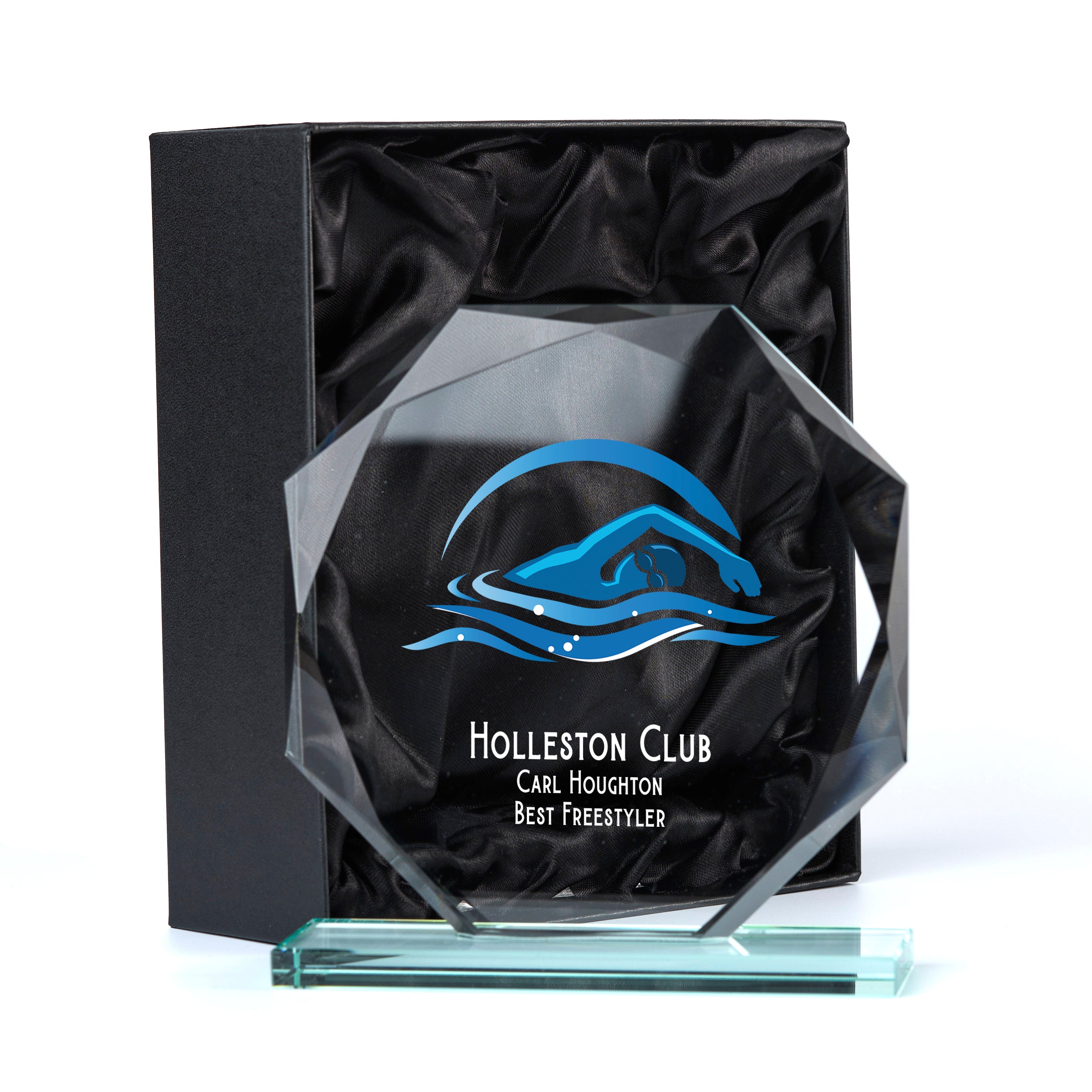 Large Jade Glass Personalised 15cm Colour Swimming Trophy Award