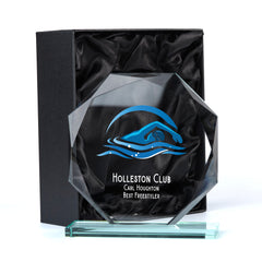 Large Jade Glass Personalised 15cm Colour Swimming Trophy Award