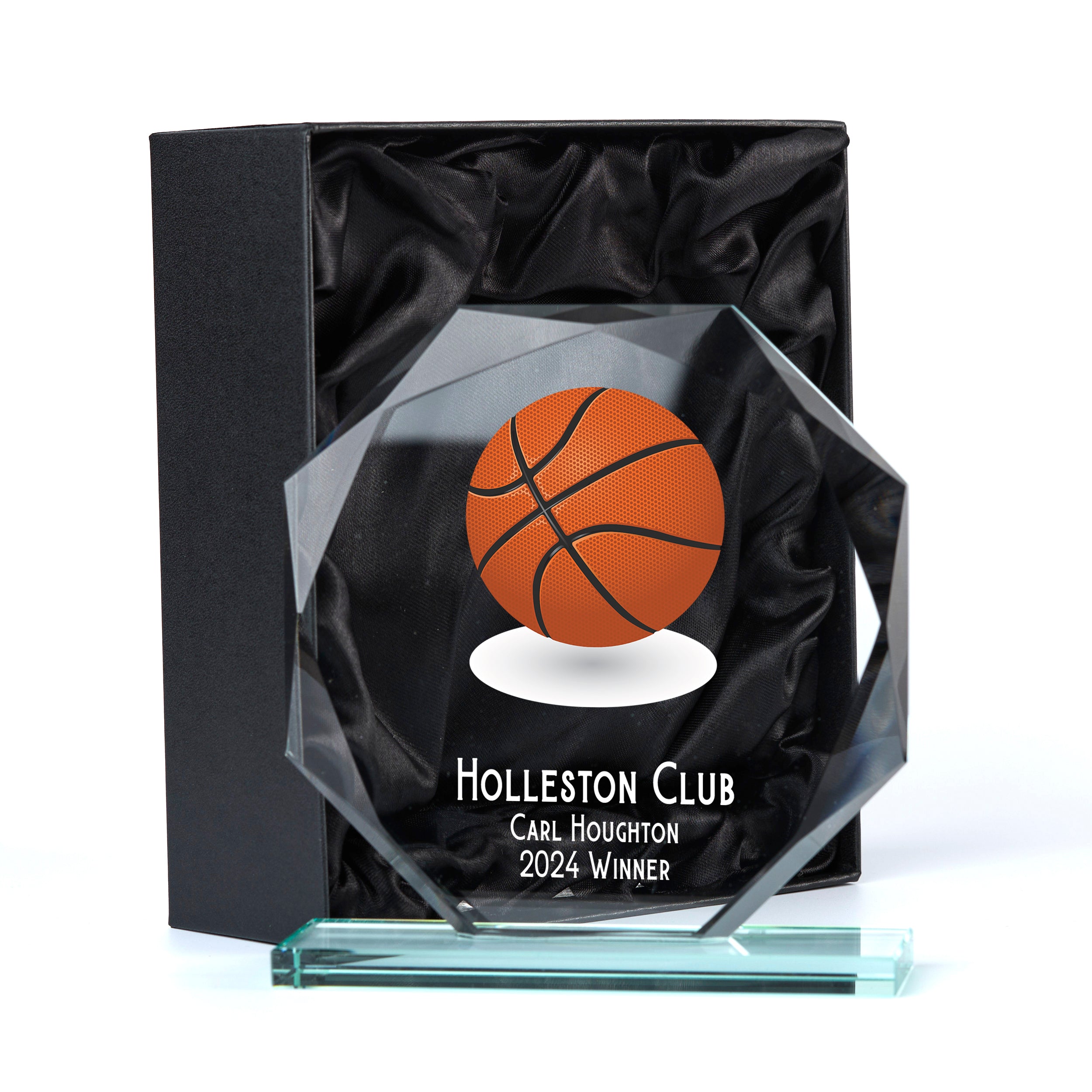 Large Jade Glass Personalised 15cm Colour Basketball Trophy Award