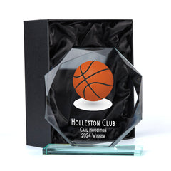 Large Jade Glass Personalised 15cm Colour Basketball Trophy Award