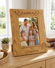 Wooden Photo Frame – Family Photo Frame With Oak Wood Finish & Engraving Family Photo frame ukgiftstoreonline