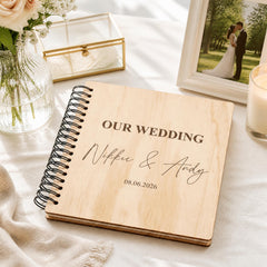 Wedding Photo Album, Engraved Wooden Keepsake, Spiral Bound 6X4 ukgiftstoreonline