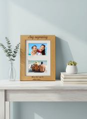 Personalised Engraved Double Wooden Photo Frame Gift Cursive Text personalised photo frames ukgiftstoreonline