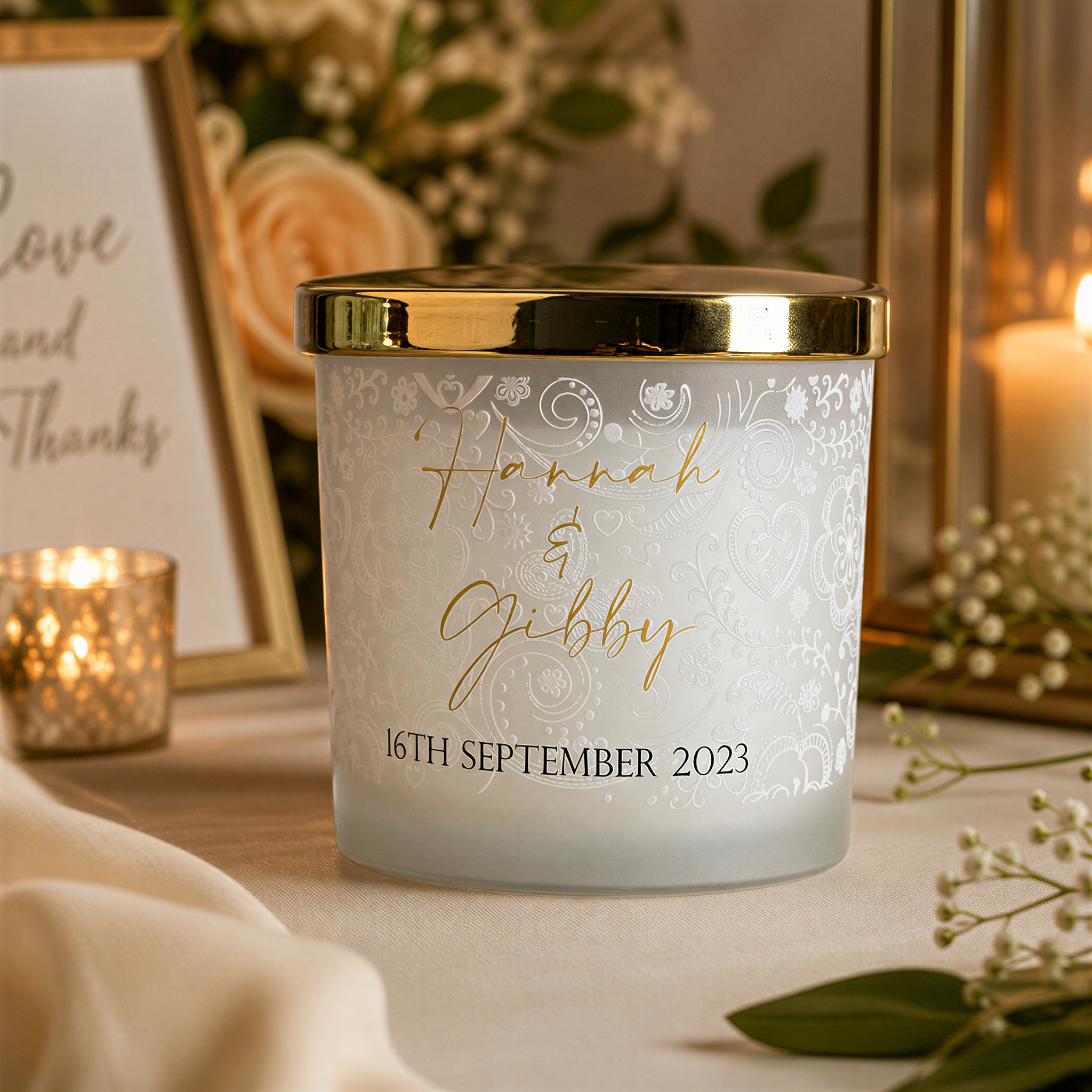 Personalised Large Double Wick Engagement Or Wedding Candle Gift personalised Candle Lights ukgiftstoreonline