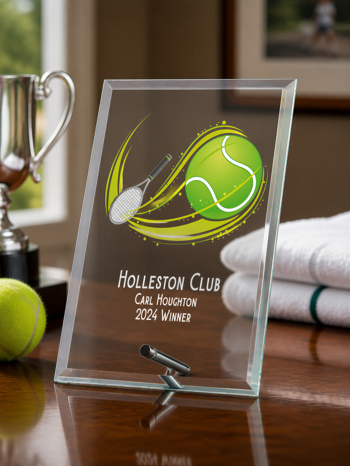 Personalised Tennis Award Trophy Plaque With Colour Print Personalised Plaque Sign ukgiftstoreonline