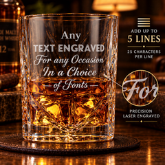 Customised Bespoke Personalised Crystal Cut Whisky Glass Any Text Engraved Personalised ukgiftstoreonline