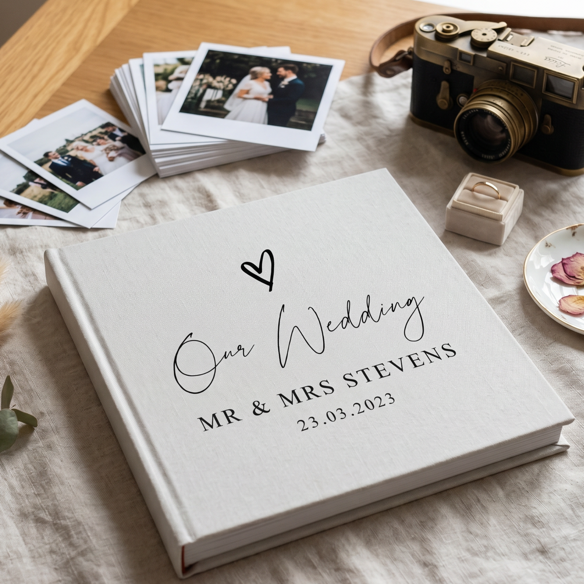 Large Traditional Book Bound Personalised Wedding Photo Album With Heart photo album ukgiftstoreonline