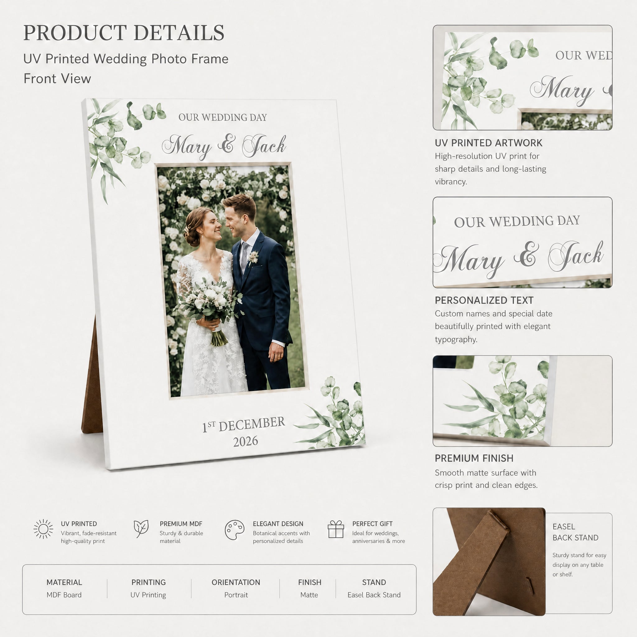 Personalised On Our Wedding Day Elegant Photo Frame Gift For Couple Photo Frame ukgiftstoreonline