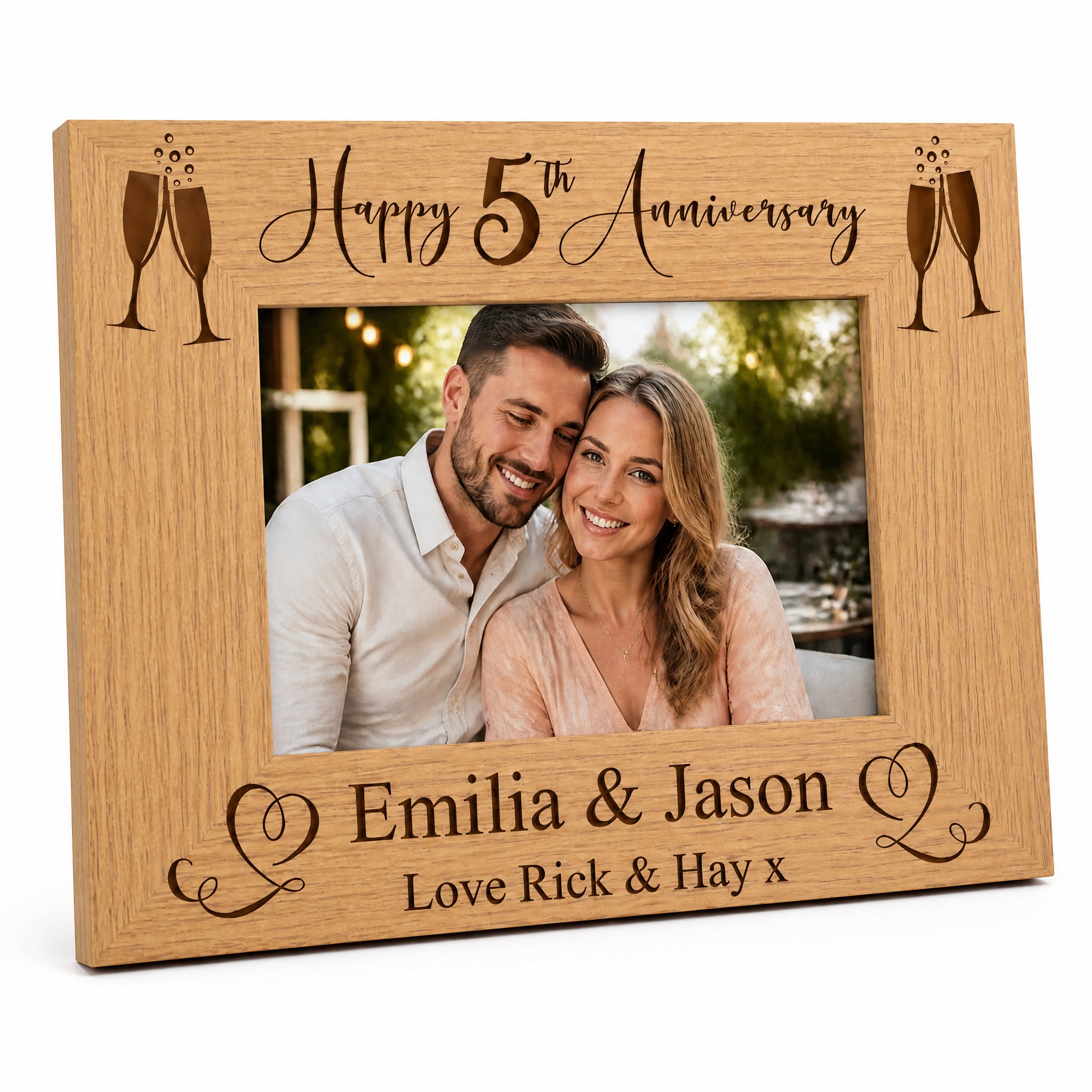 Personalised 5th Wedding Anniversary Wooden Photo Frame Gift personalised photo frames ukgiftstoreonline