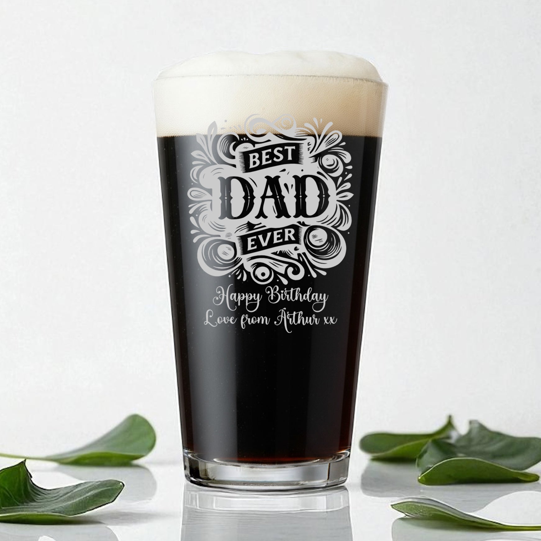Personalised Engraved 1 Pint Beer Glass Gift For Dad