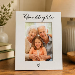 Photo Frame, White Wooden 6X4 Portrait, Granddaughter Heart ukgiftstoreonline