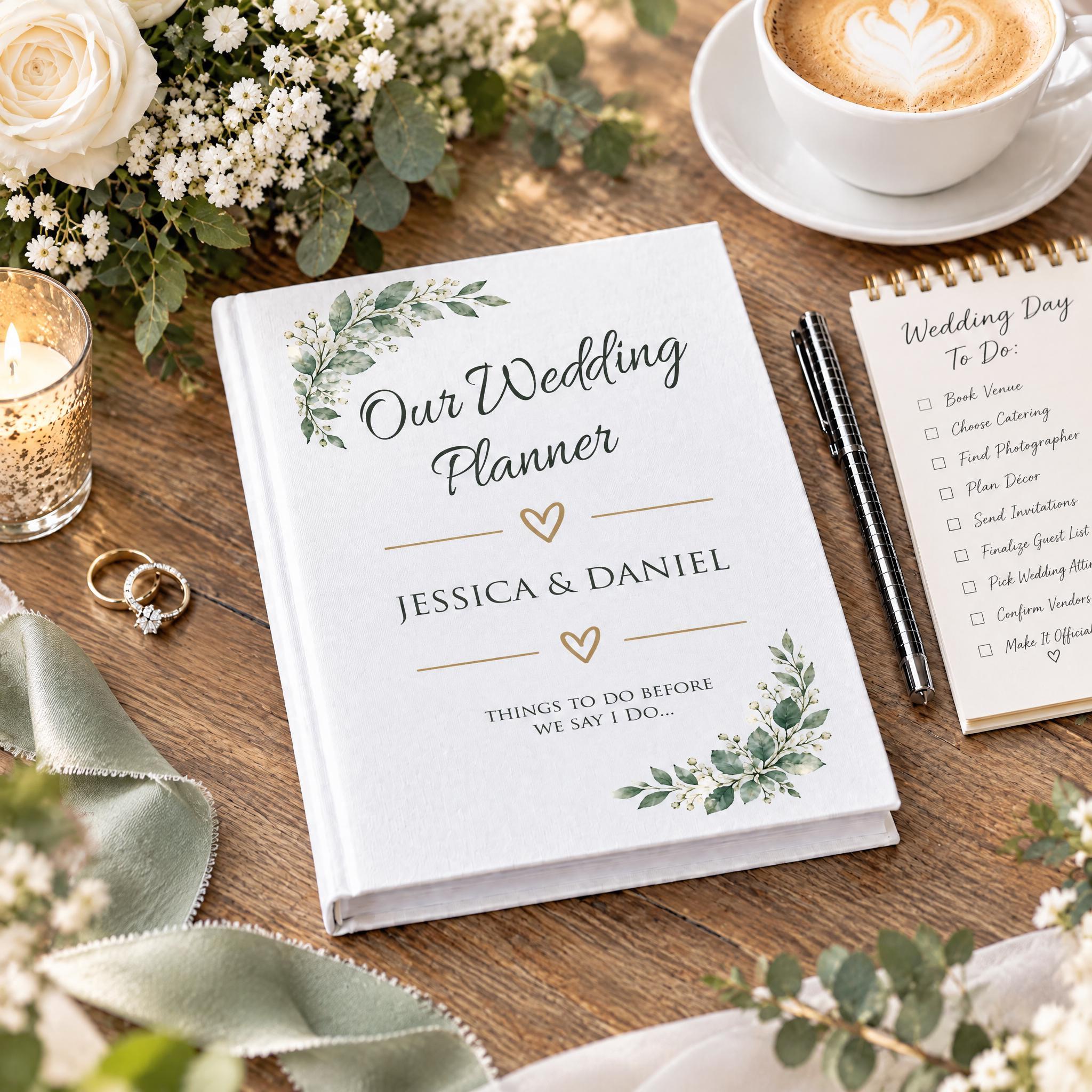Personalised Wedding Planner, Eucalyptus Leaf Organiser Book, A5 ukgiftstoreonline
