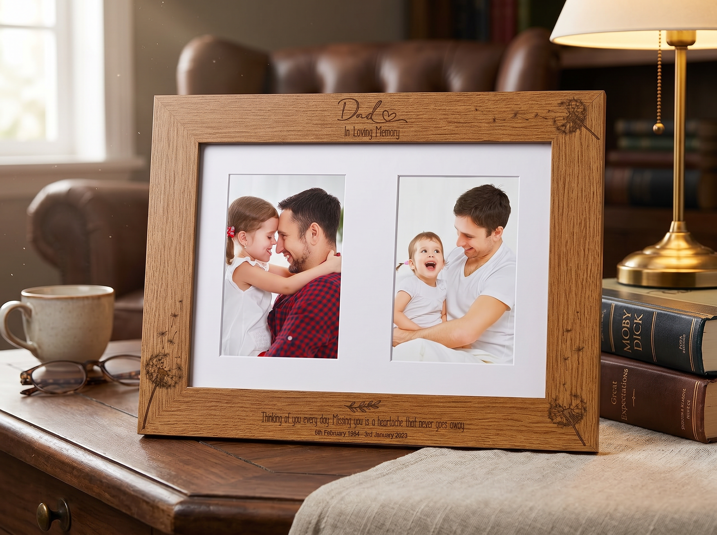 Dad In Loving Memory Photo Frame Double 6x4 Inch Personalised Photo Frame ukgiftstoreonline