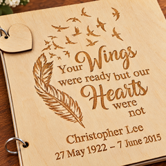 Personalised Funeral Guest Book | Large Engraved Wooden Scrapbook Scrapbook ukgiftstoreonline