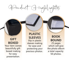 40th Birthday Black Photo Album Gift For Him With Star Design