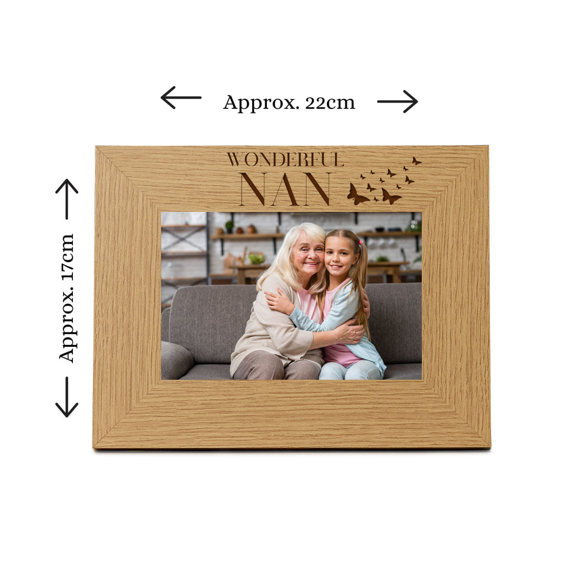 Nan Butterfly Gift Mother's Day Birthday Wooden Engraved Photo Frame